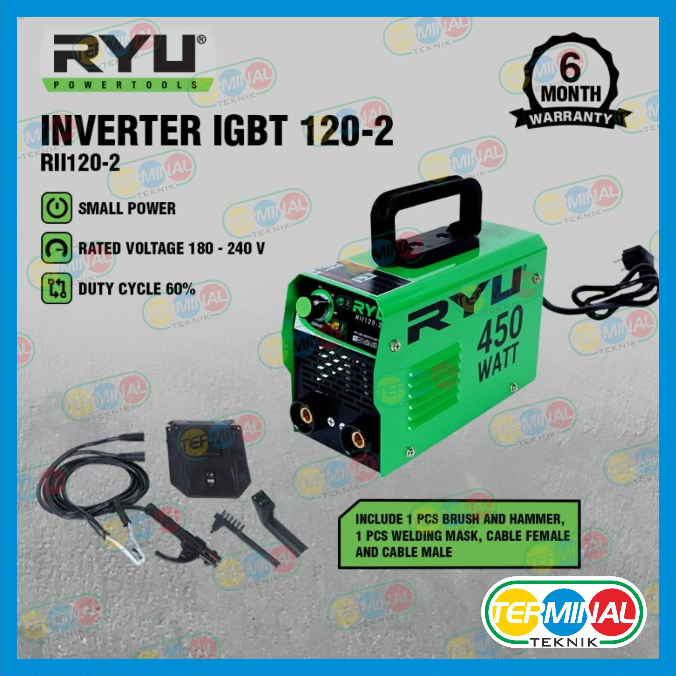 RYU Mesin Trafo Las Listrik/Travo Welding Inverter IGBT120 450W