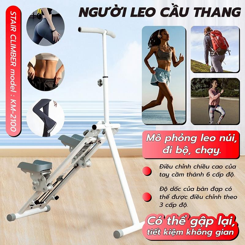 (TRẮNG)Máy Tập Thể Dục Đa Năng GYM-KM2100, Máy Leo Núi Tại Nhà, Dụng Cụ Tập Thể Dục Gấp Gọn máy  tập  leo  thang  gấp  gọn