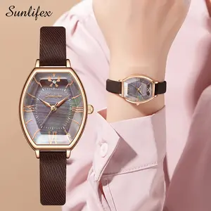 【003Harga telah diganti, cepat beli】Sunlifex Jam Tangan Wanita  Korea Anggun Santai Kuarsa Anti Air Tali Kulit Jam Tangan Cewek   SL6118