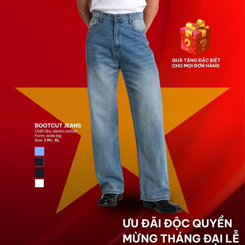 [SIÊU SALE 8.8] Quần Jeans Nam B Brown Form Bootcut Cạp Cao Ống Rộng Trùm Giày - B Brown Bootcut Jeans