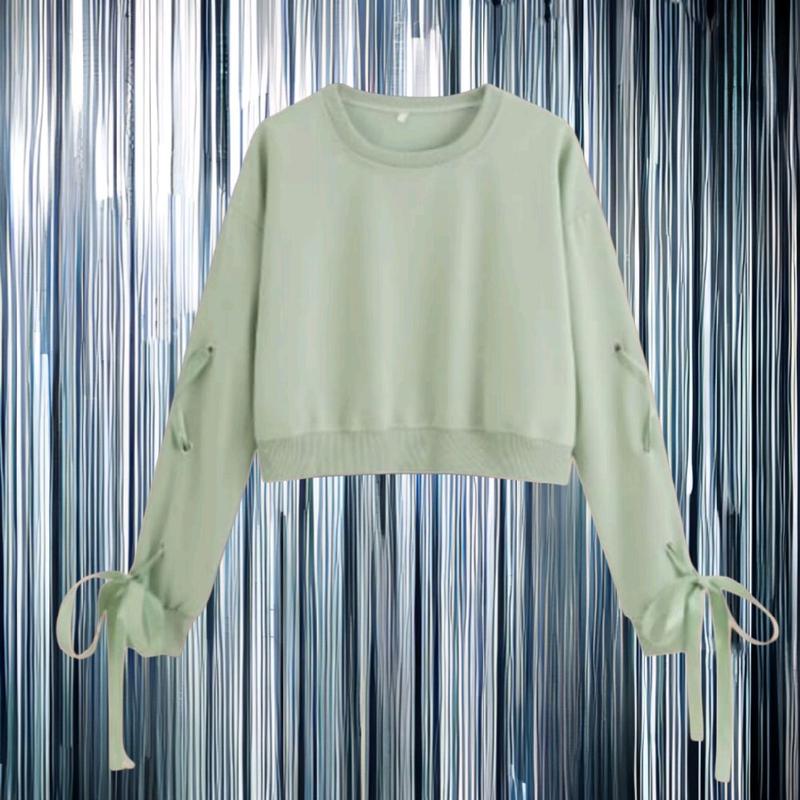 Baju crewenck croptop motif tali pita.untuk anak perempuan usia 3-12 tahun.Atasan fashion 4