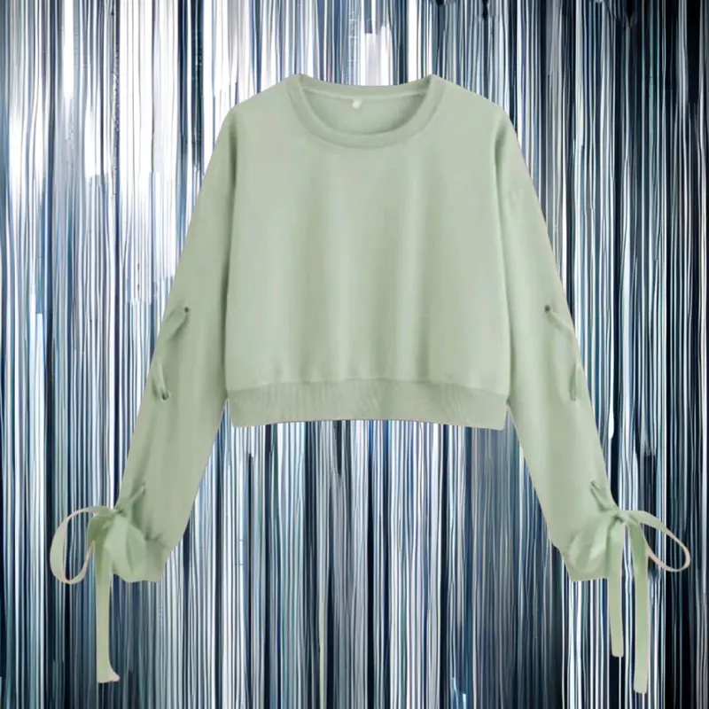 Baju crewenck croptop motif tali pita.untuk anak perempuan usia 3-12 tahun.Atasan fashion 4
