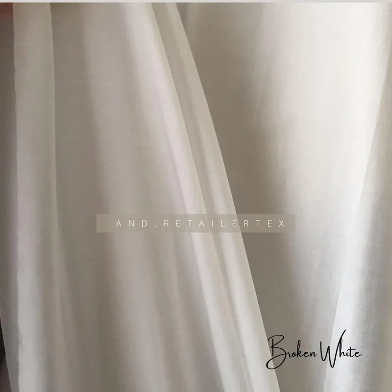 harga setengah meter Kain Satin MXMara Original Pure Silk 100% Warna Putih Tulang Broken White 3