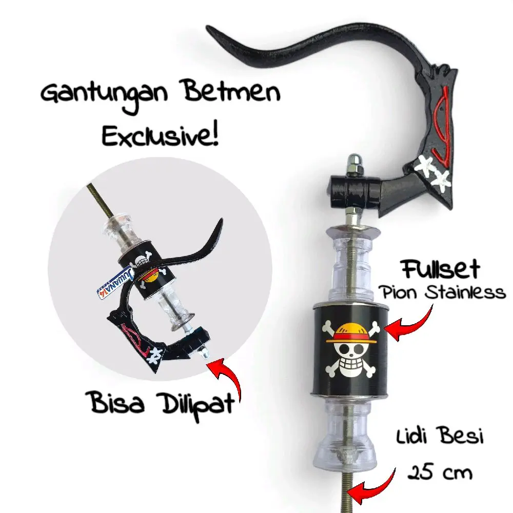 Gantungan Sangkar Cantolan Kandang Burung Kotak Murai Betmen Hitam + Pion Stainless Motif One Piece