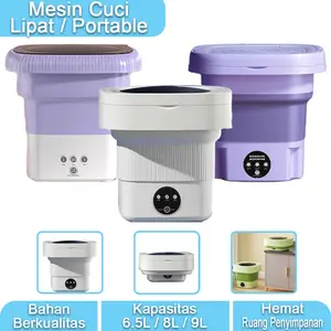 Mesin Cuci Mini 6.5L 8L 9L Mesin Cuci Lipat Portable Pengering Pakaian Hemat Ruang dan Praktis