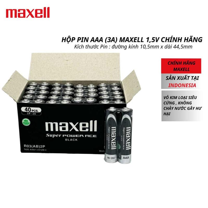  Pin AAA Maxell super power ace R03P hộp 40 viên loại gắn remote máy lạnh ti vi Phụ Kiện Carbon pinsac duphong Sạc Pin 