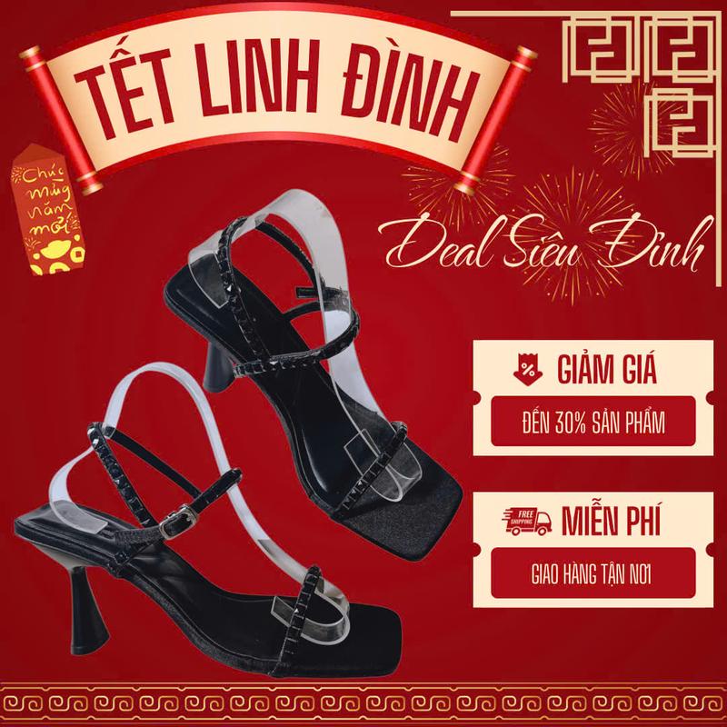  LOVIIECORNER GIÀY SANDAL CAO GÓT NỮ THỜI TRANG - GIÀY CAO GÓT ĐI TIỆC QUAI NGANG ĐÍNH ĐÁ PHONG CÁCH THỜI TRANG GÓT NHỌN 8 PHÂN G230422 