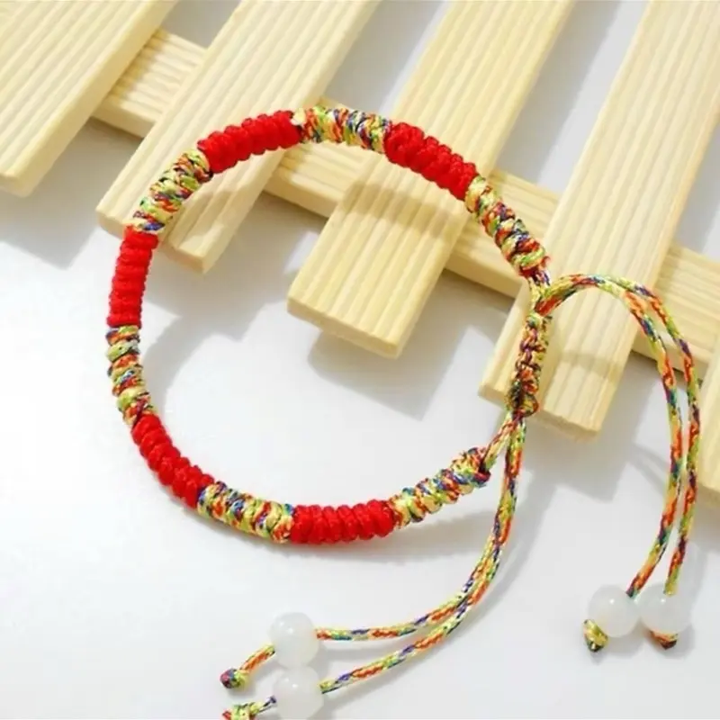 ( TẶNG MÈO THẦN TÀI ) Vòng Tay Chỉ Ngũ Sắc Tây Tạng Đá Ngũ Hành Phong Thuỷ Phù Hợp Tất Cả Các Mệnh 2