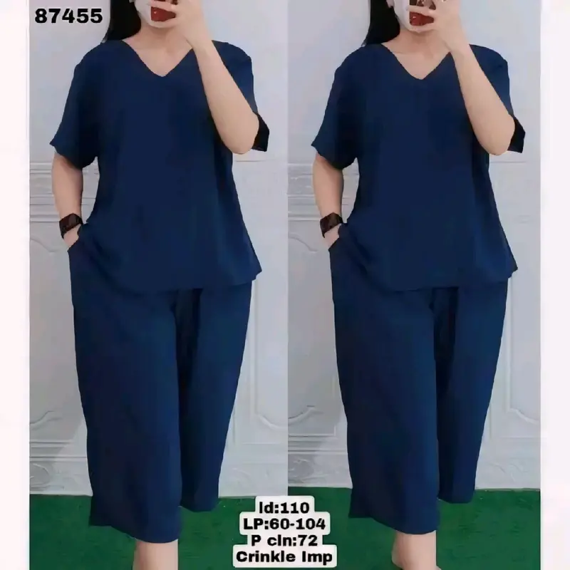 set crinkle wanita kekinian / setelan crinkle airflow viral 7/8 nyaman dipakai santai Celana karet 4