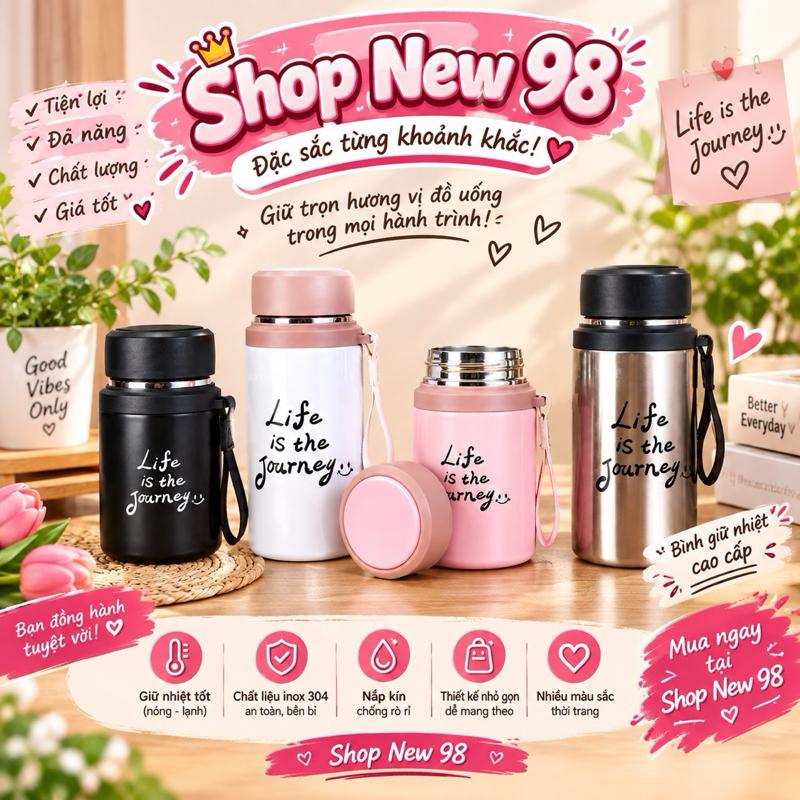 (HÀNG MỚI MỞ BÁN) Bình Giữ Nhiệt Mini - Nhỏ Gọn, Tiện Lợi, Chất Liệu Inox, Kín, Hạn Chế Rò Rỉ, Phù Hợp Sử Dụng Tại Nhà, Văn Phòng, Học Tập