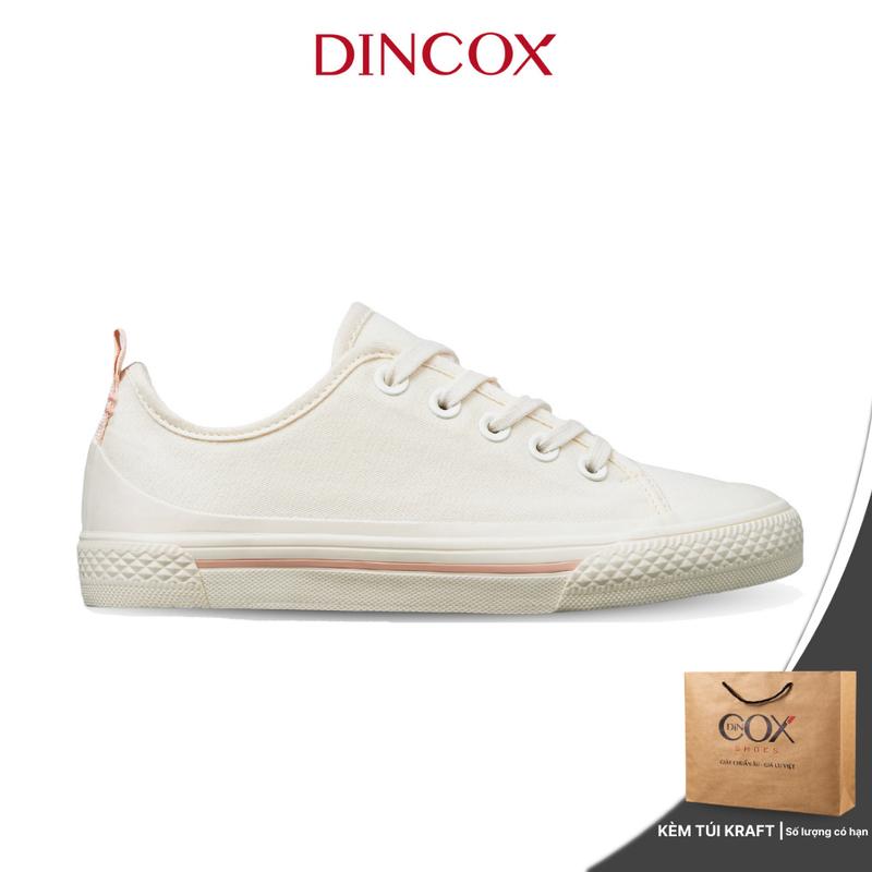 Giày Sneaker Đế Bằng Vải Canvas Nữ C20 White (Trắng kem hồng) Nữ Tính Sang Trọng Dincox Shoes Cổ Cao