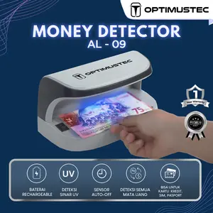 OPTIMUSTEC Money Detector - Alat Deteksi Uang P@lsu Mesin Pendeteksi Fake AL-09