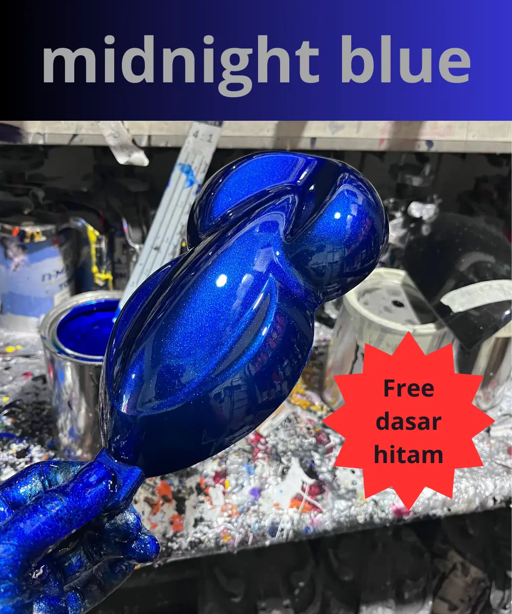 Cat midnight blue bahan PU 250ml free dasar hitam pu 250ml