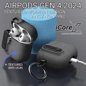 Casing Shockproof Airpods Gen4 2024 | 4th Generation | Gen 4 | ANC / NON-ANC Safety Lock Case Airpod Textured Color Modern Design