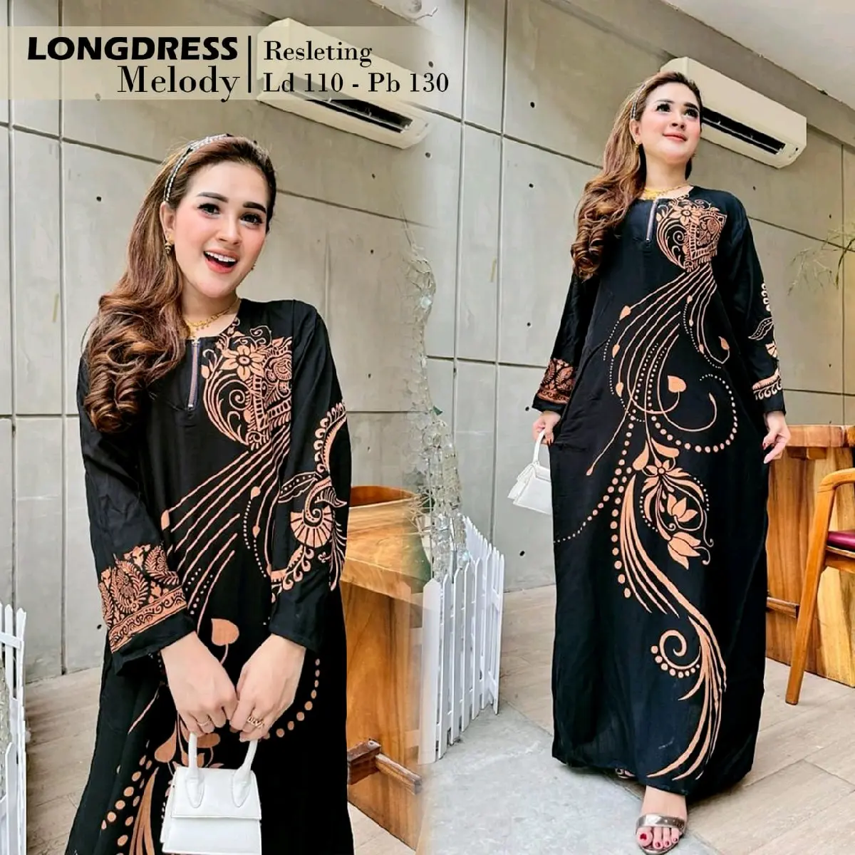 Longdress Hitam Resleting Depan / Daster Longdress Kekinian Viral / Longdress Muslimah Manis