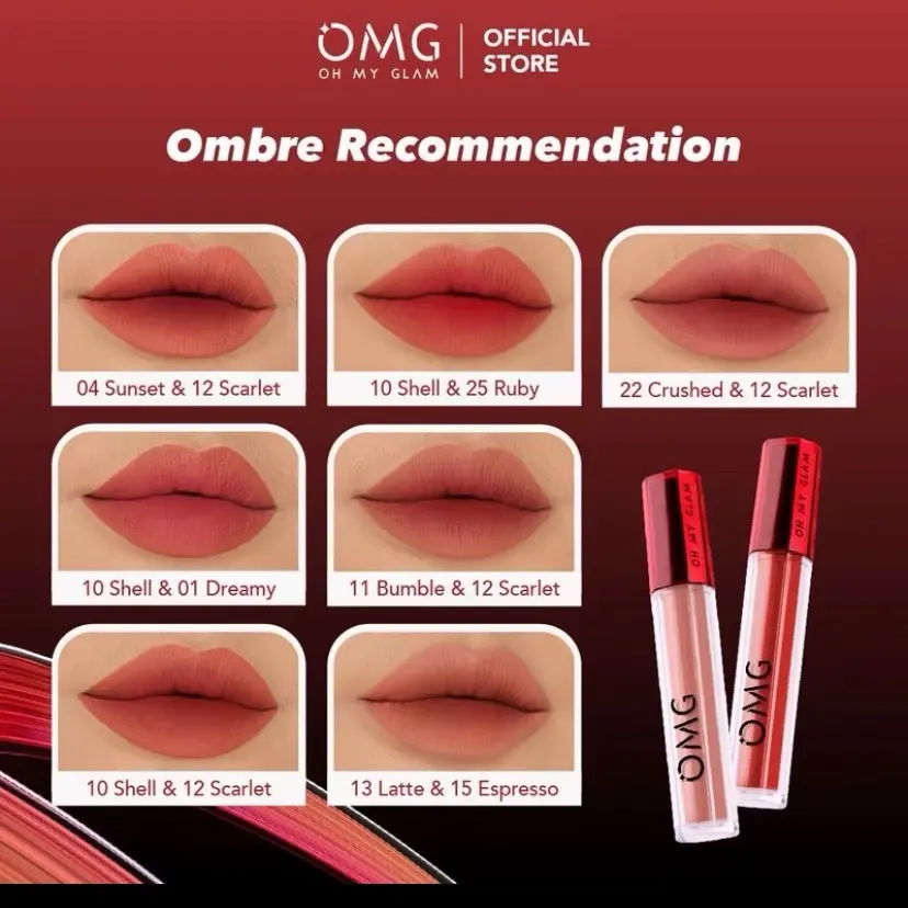 PAKET OMBRE OMG LIPCREAM | BUNDLING 2 PCS OH MY GLAM LIPCREAM Waterproof Bibir