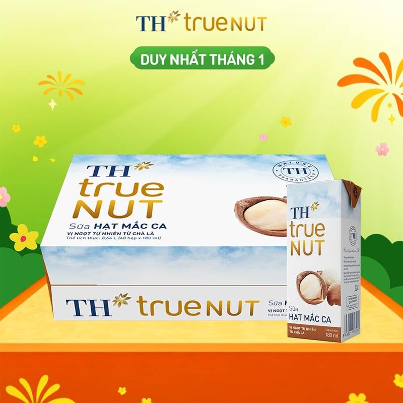 Thùng 48 hộp sữa hạt mắc ca TH true NUT 180 ml 180 ml x 48