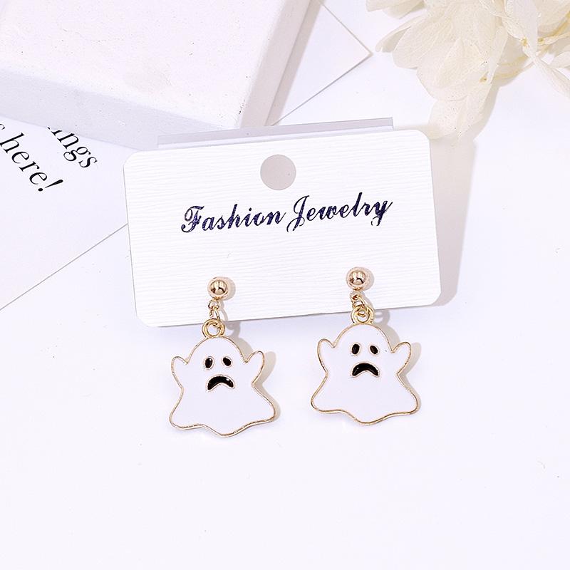 Product Introduction of 925 Silver Needle Halloween Earrings for Women Students Ghost Pumpkin Witch Pendants Drop Ear Jewelry 18