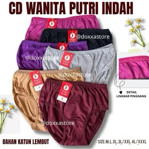 3,6,12Pcs CD Celana Dalam Wanita Katun Polos Lembut Nyaman Putri Indah HS Talent RK Love