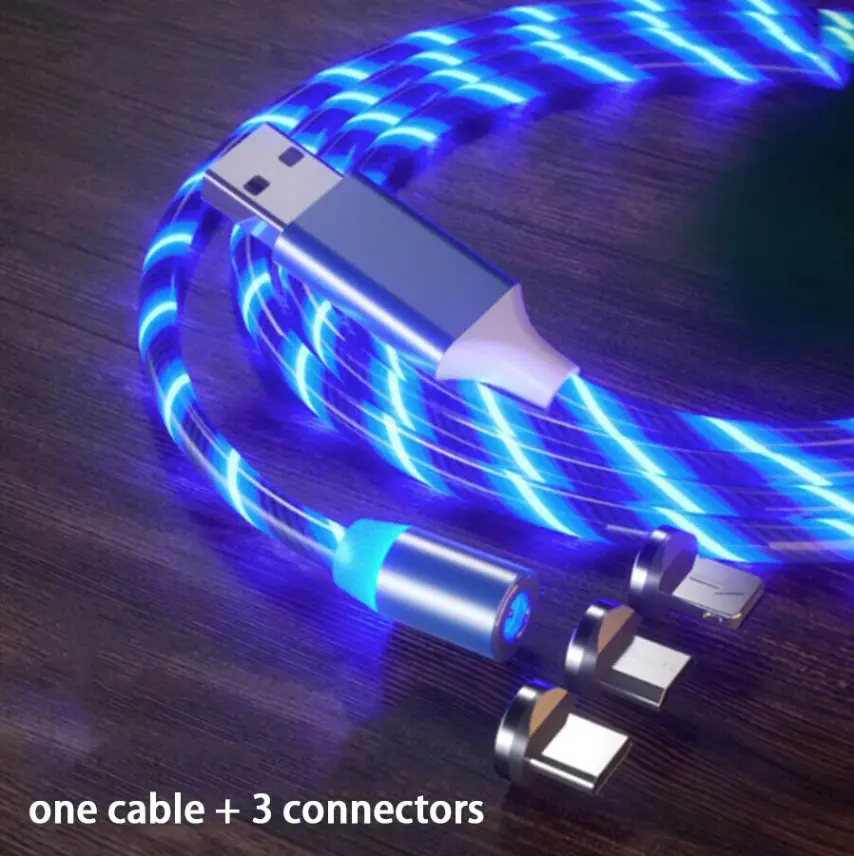 Warung Wak Jon Kabel data Magnetik LED 3in1 / Kabel 3in1 Glowing Magnetik Colokan Gadget