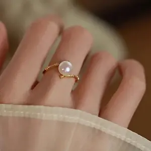Cincin Wanita Cewek Pesta Mutiara Asli Lombok Cincin Mutiara Air Tawar Asli Lombok Model Tulang Bersertifikat
