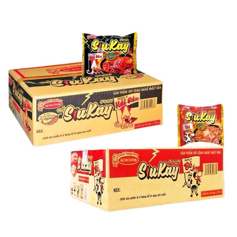 1 thùng 24 gói Mì SiuKay hải sản bò gói 128g phân loại tự chọn