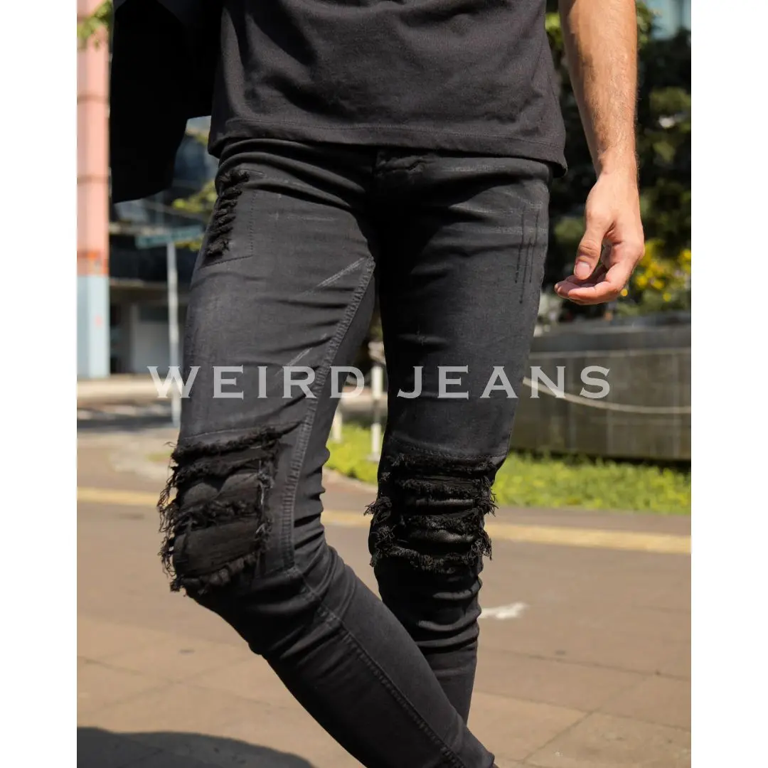 Weird Jeans - Black Series Vintage Black - Celana Jeans Pria Slimfit Strech Ripped Denim Fit Nyaman Stretch