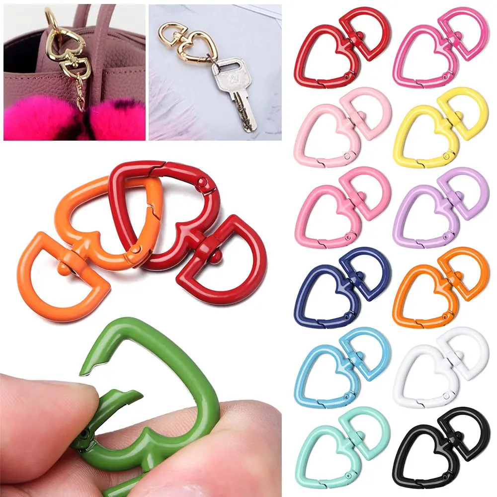 Easy Push Trigger Heart Style Plated Gate Snap Clasp Clip Bag Belt Buckle Spring Ring Buckles Purses Handbags Carabiner