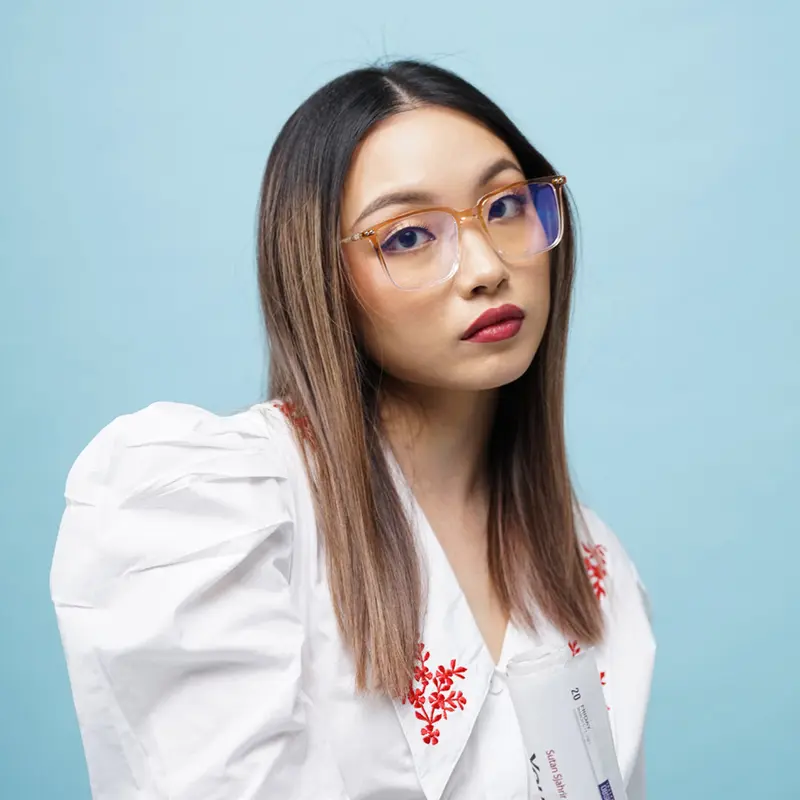 Frame Kacamata - HSF EYEWEAR Matsu Caramel and Black Lensa Wanita Glasses 4