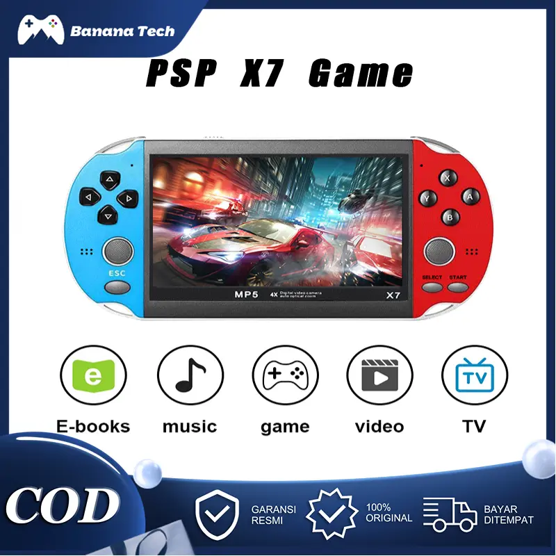 Gameboy Konsol Game PSP X7 8G Mp5 Musik Video Player Screen Besar 4.3 Inch