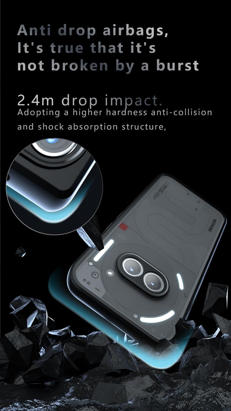 Product Introduction of Nothing Phone 2a 2aPLUS Phone Casing matte skin feels four corners of the anti-fall airbag are transparent Black softcase back shell case  does not yellow Protection Cover Protective Cellphone Phonecase Smartphone Protector 3