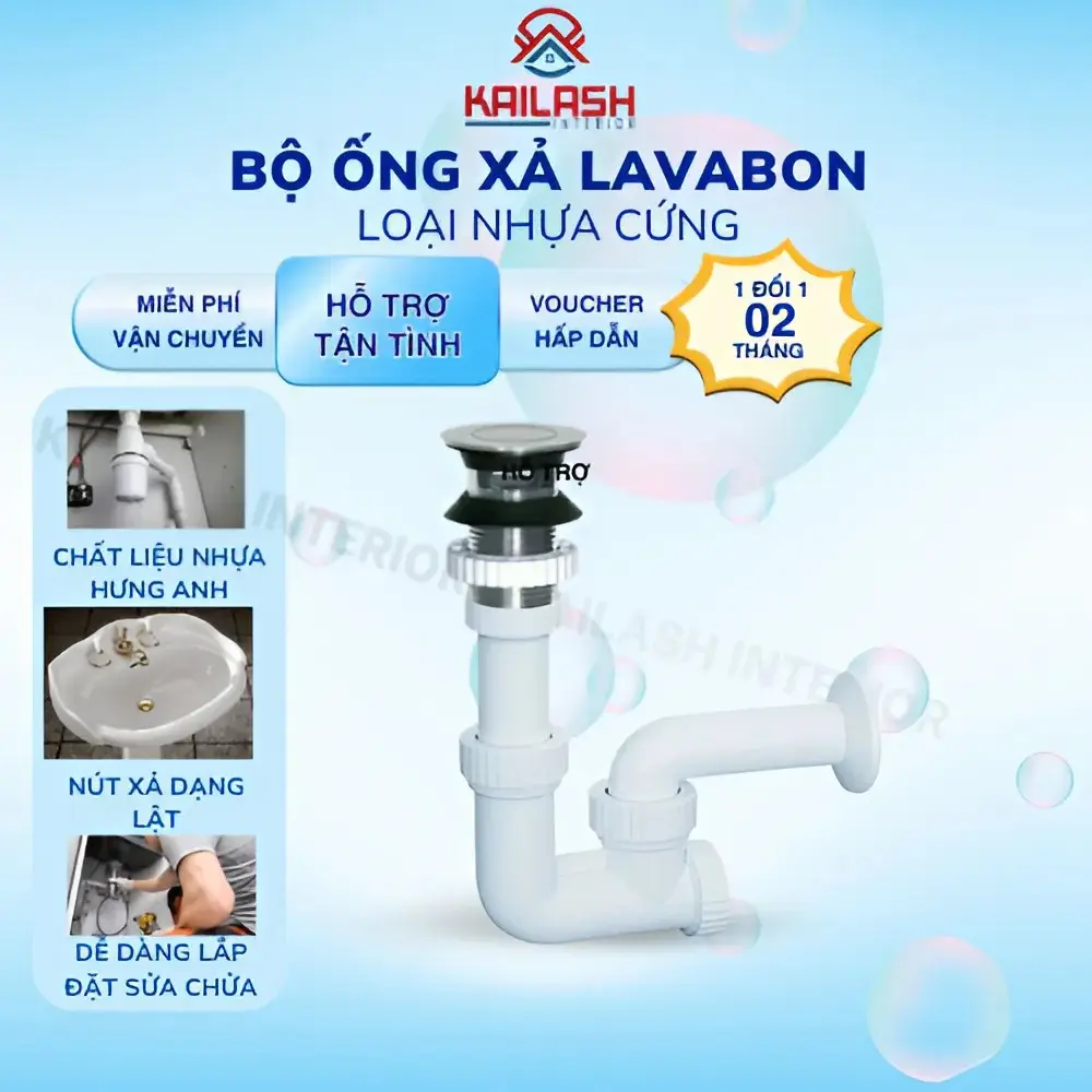 Xi phông, ống xã lavabon , ống thoát nước chậu rửa mặt, ngăn mùi ngăn trào ngược dạng lật - KAILASH INTERIOR