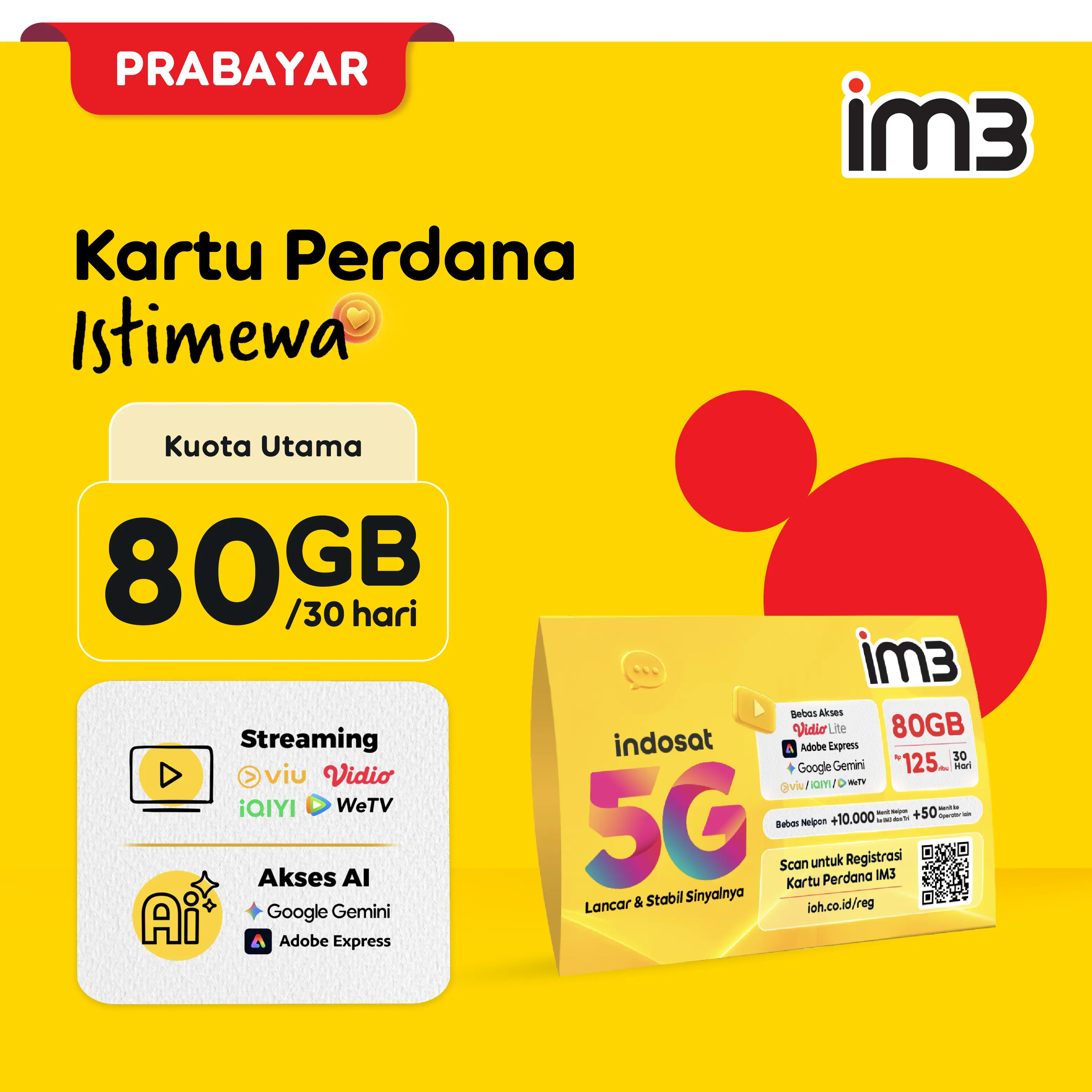 Kartu Perdana ISTIMEWA 80GB / 30 hari