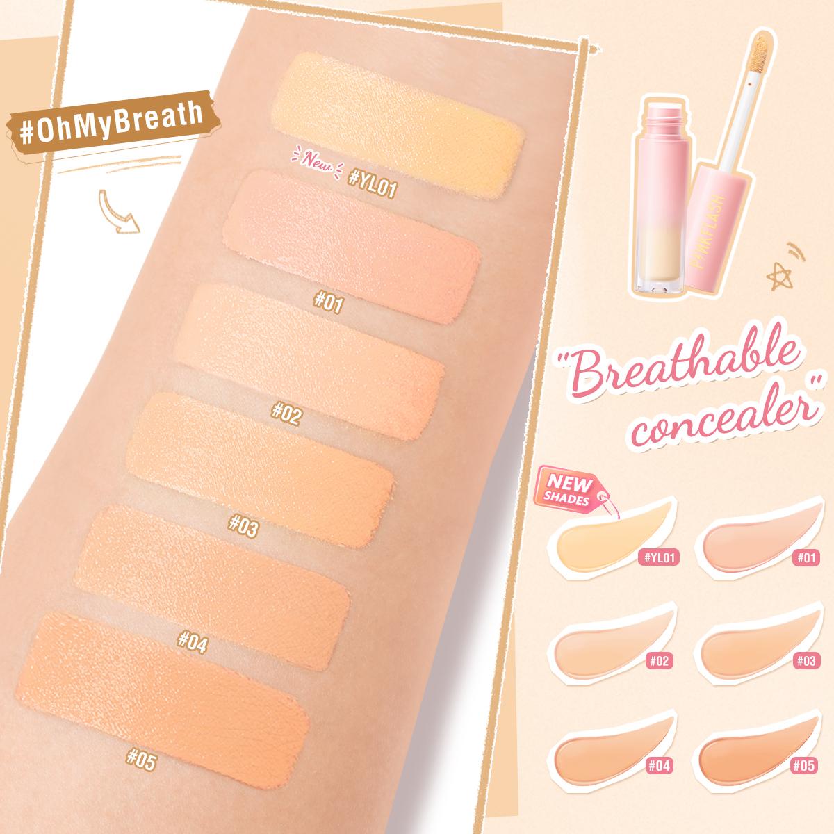 [Official] PINKFLASH OhMyPinkFlash OhMyBreath Liquid Concealer Long Lasting Waterproof Sweat Proof Smooth Full coverage Matte Natural cover dark