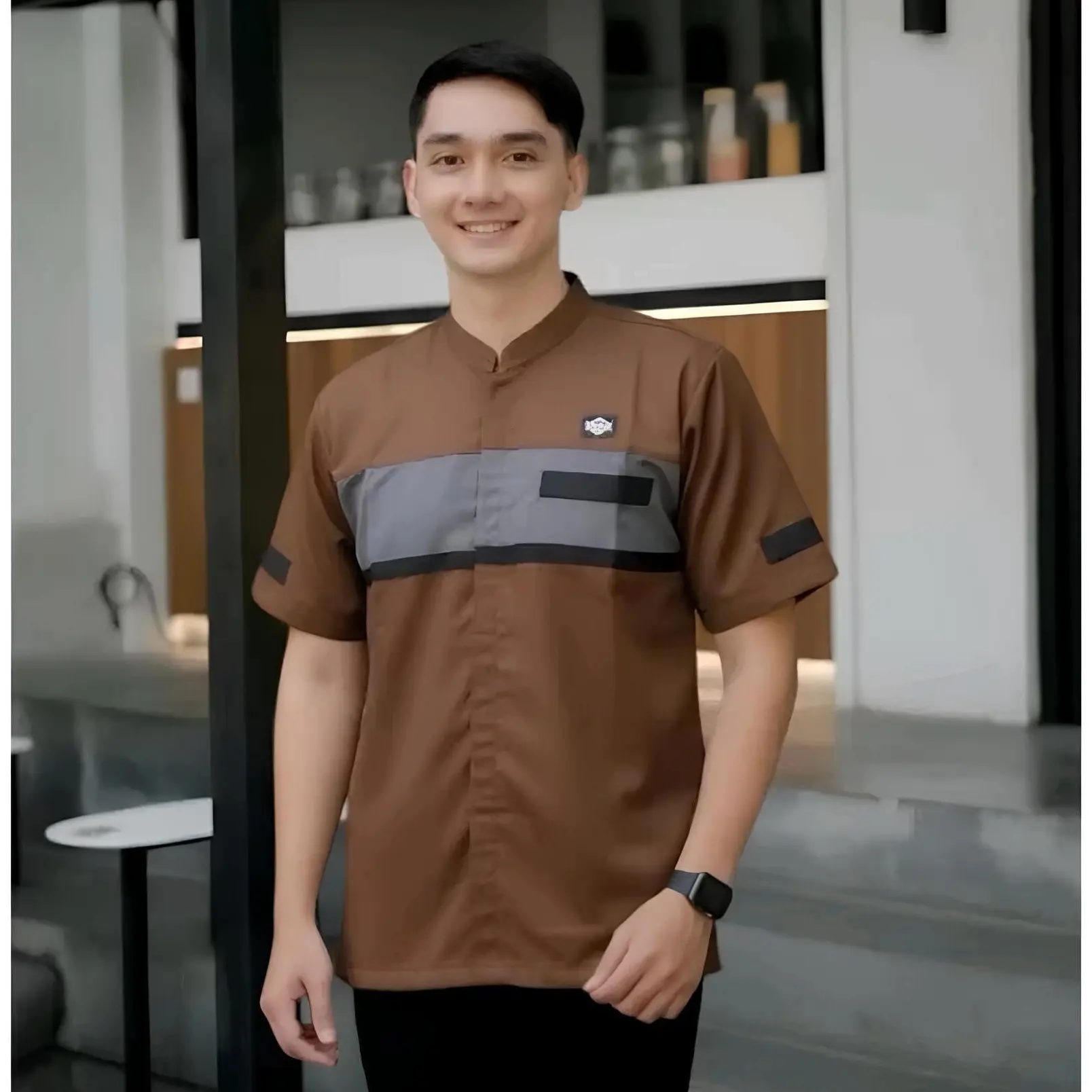 Baju Koko Pria Lengan Pendek Motif AL JABR Baju Koko Kurta Pakistan Kombinasi Simpel elegan ByFalmas