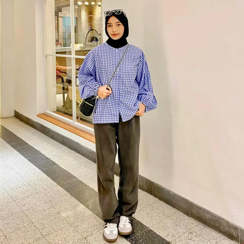 Tresa Blouse Atasan Wanita Katun Kotak Lengan Balon Oversize Busui by Kamalin 4