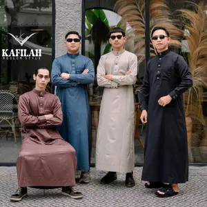 KAFILAH MUSLIM Jubah Pria Dewasa Slimfit Lengan Panjang  Gamis Manset Kancing Snap Bahan Tesla Nyaman Modern Kekinian Ukuran M L XL XXL