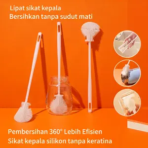 Penjual lokal-Sikat Pembersih Botol Silikon Multifungsi S01multifungsi botol pembersih sikat / kaca pembersih sikat S01 pegangan panjang — Mudah membersihkan botol dan kaca pembersih alat pembersih sikat