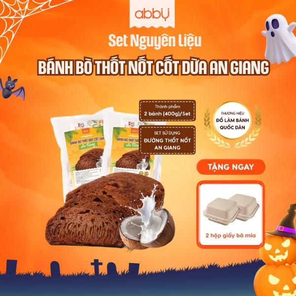 [ABBY - TẶNG 2 HỘP BÃ MÍA ] Set nguyên liệu làm bánh bò thốt nốt cốt dừa An Giang - Thơm béo cốt dừa, ngọt dịu thốt nốt - Thành phẩm 2 bánh 400g