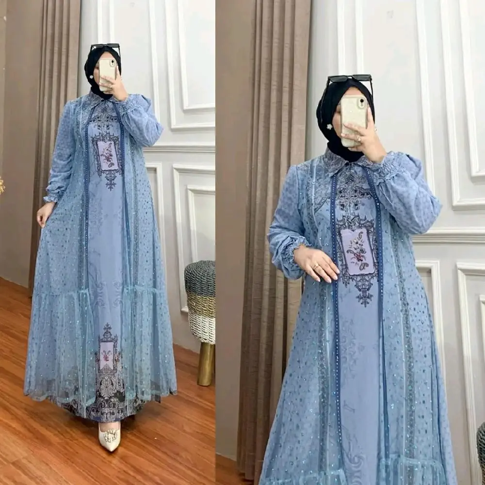 KINAN DRESS GAMIS LEBARAN TERBARU 2026 CERUTY MOTIF SULTAN MEWAH UNTUK KONDANGAN