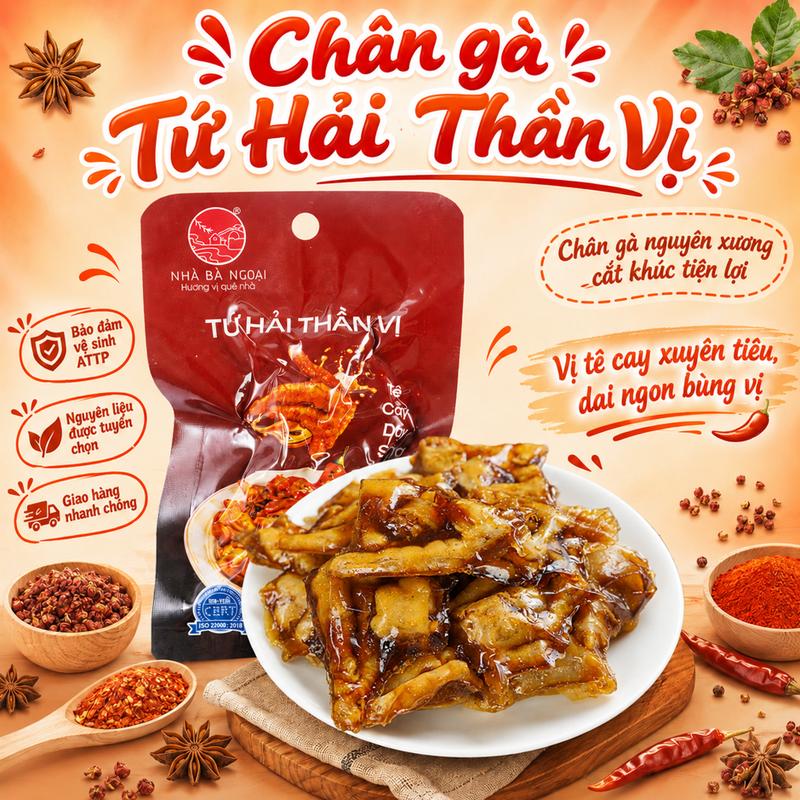 Chân Gà Nhà Bà Ngoại Tứ Hải Thần Vị – Cay Vừa Đậm Đà, Giòn Sần Sật, Ăn Là Nghiện | Đồ Ăn Vặt Nhâm Nhi Xem Phim