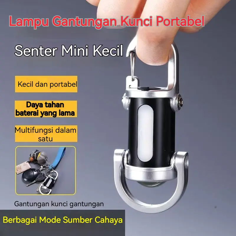 Gantungan kunci lampu mini multifungsi/senter isi ulang USB/lampu darurat luar ruangan portabel/lampu tahan air