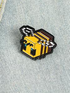 Broche de Esmalte de Píxel Abeja Bombacha, Insignia de Aleación, Accesorio para Solapa y Mochila, Joyería Casual de Moda con Patrón de Animal para Todas las Estaciones