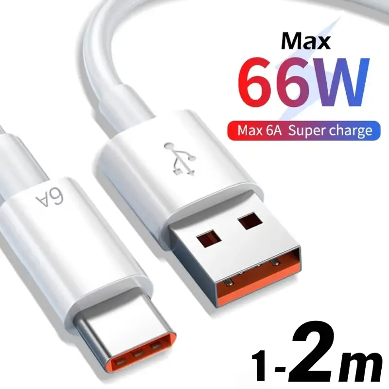 Cáp USB Type C, Sạc Siêu Nhanh 66W 6 A, Dây Dữ Liệu, Tương Thích Với Huawei P40, Xiaomi Mi13, Oneplus, Realme POCO, Bộ Sạc Điện Thoại, Cáp USB C 0