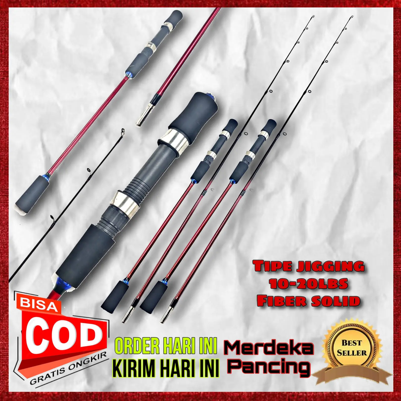 Joran pancing Benjiro arwana action kaku jigging bahan fiber solid anti patah kuat panjang 150 165 180 198 cm Mancing