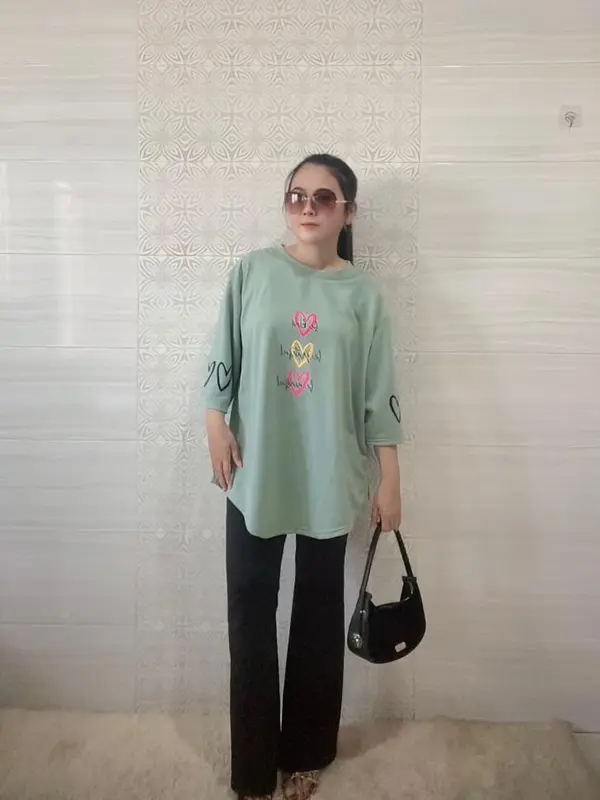 KAOS OVERSIZE /ATASAN WANITA/ATASAN KEKINIAN LENGAN 7/8/ATASAN HIJAB 4