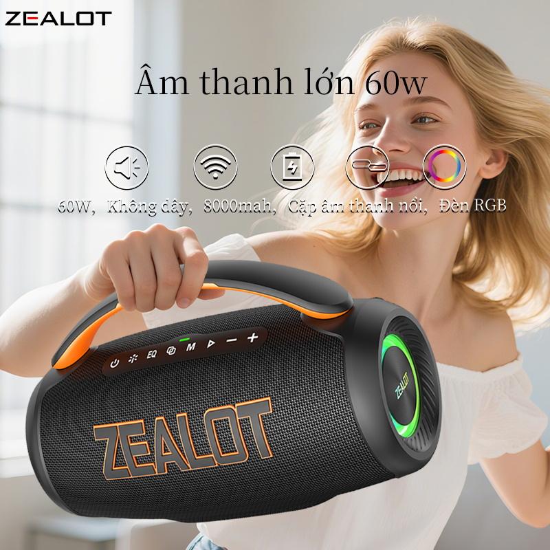  Loa Bluetooth Zealot P12 chính hãng với Bluetooth 5.3 công suất 60W âm trầm mạnh mẽ pin 8000mAh hoàn hảo cho các bữa tiệc du lịch karaoke và bảo hành 12 tháng 