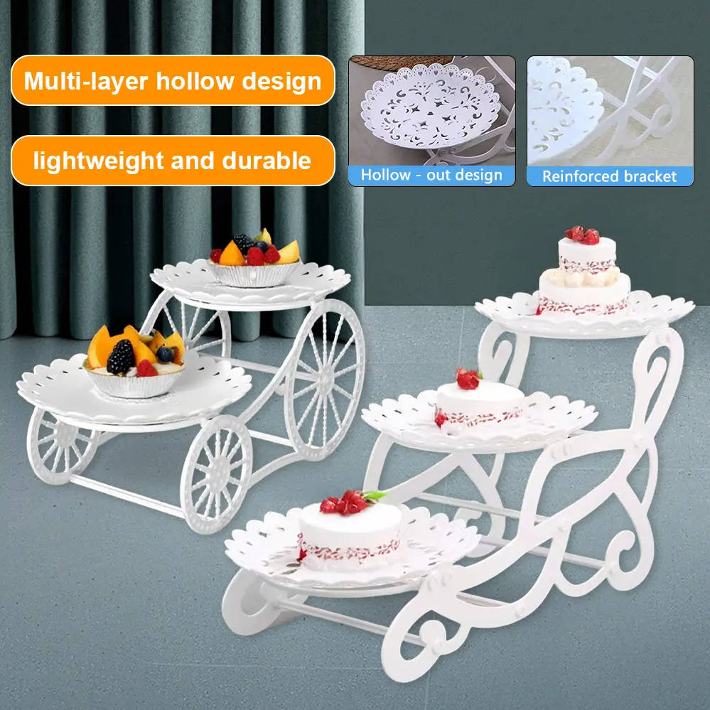 2/3 Tier Dessert Exhibition Rack Round Fruit Cupcake Cake Stand Tray Display Tea Plate Shelf Party Serving Platter #19007