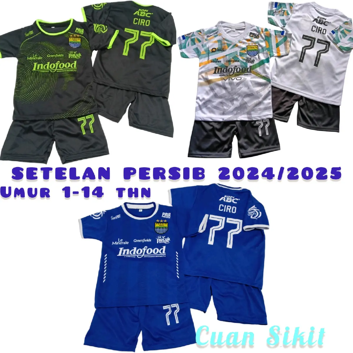 JERSEY BAJU BOLA PERSIB SETELAN BOLA PERSIB UMUR 1 SAMPAI 14 TAHUN Outdoor Sport Anak