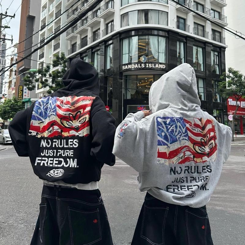 Áo khoác zip dây kéo nỉ Cua FREEDOM không xù chống nắng HOODIE ZIP BIG BOXY FAFIC studio 400gsm NAM NỮ UNISEX